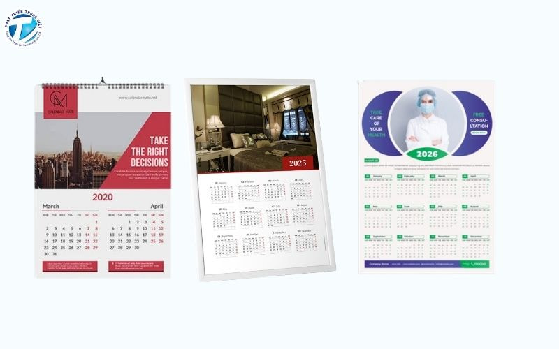 Mẫu lịch treo tường 1 tờ theo ngành nghề